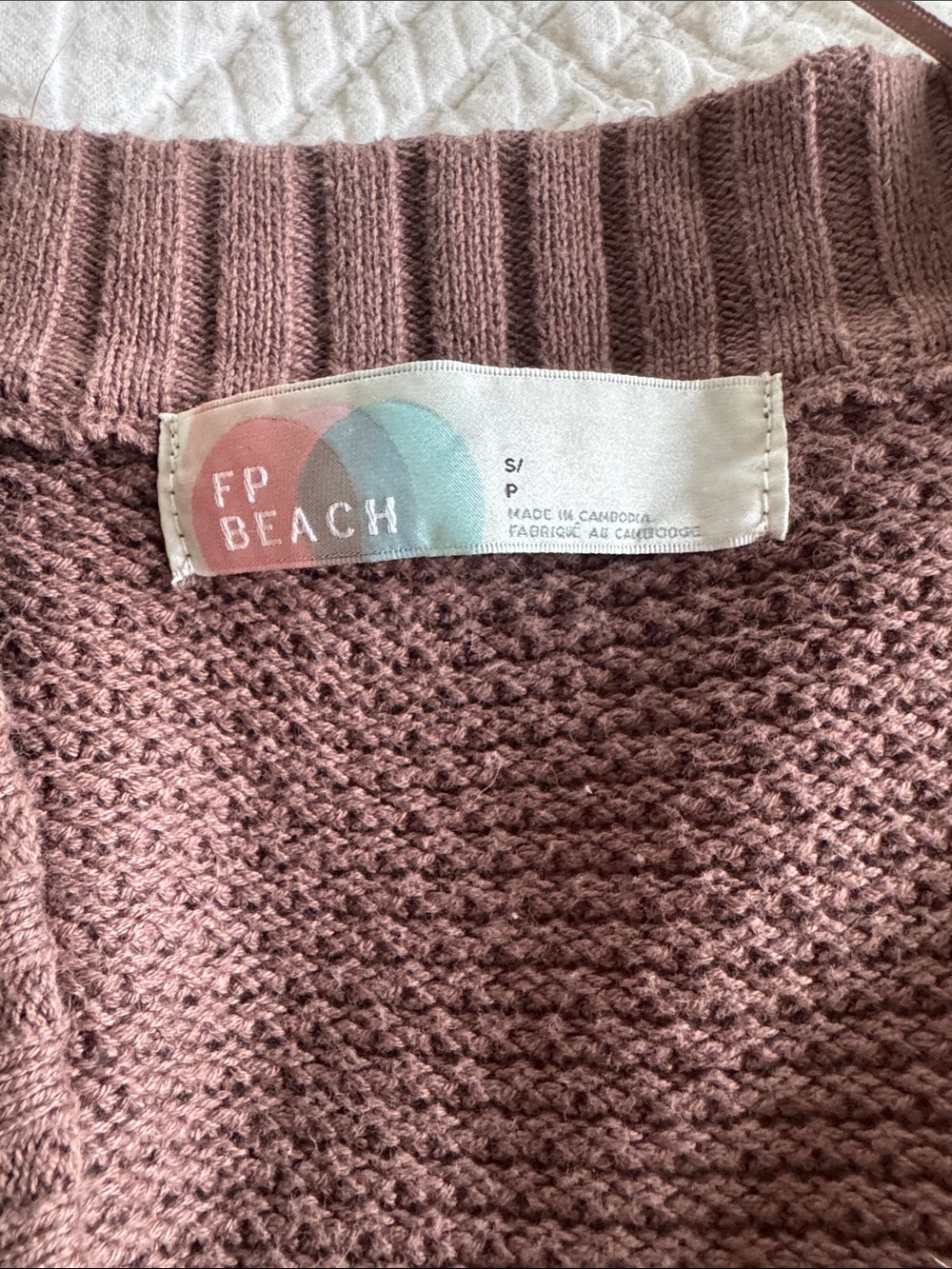 Free People Button-Front Chunky Knit Cardigan in Mauve Brown - Picture 4 of 5